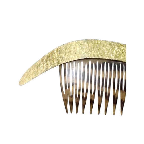 Vintage RIVIERA FRANCE Gold Wavy Top Tortoise Shell Celluloid 13 teeth Hair Comb - Picture 3 of 5